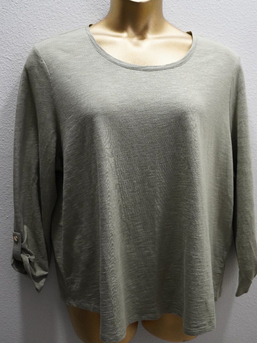 Chico's Ultimate Cotton Blend Green Tab Sleeve Top size 4 NWT